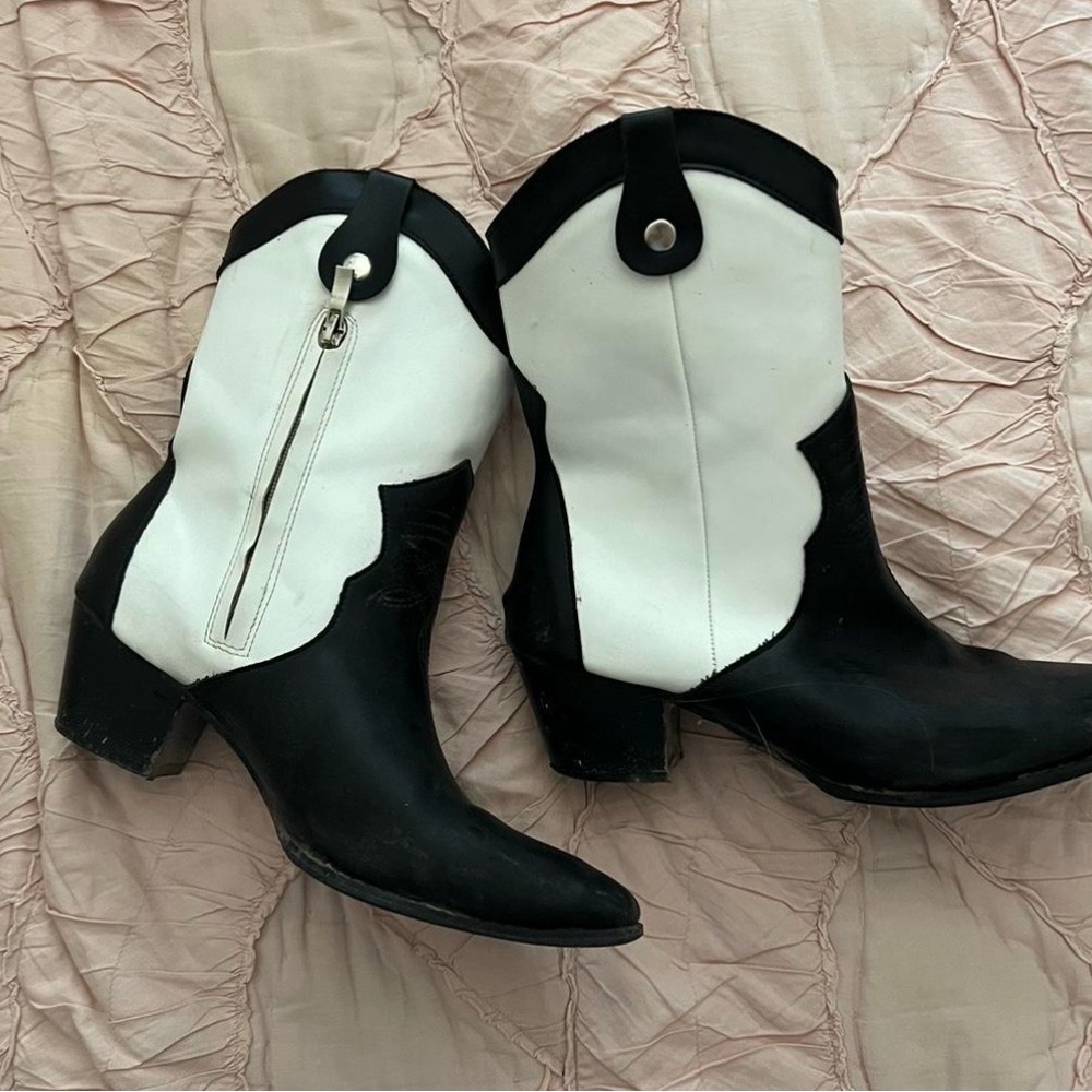 Black & White Women's Western Ankle Boots
